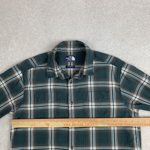 The North Face Mens Size Large Green Plaid Hiking Camping Outdoor Flannel Shirt - Picture 13 of 15